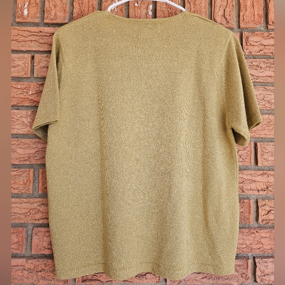 JOAN LESLIE Petite Knitted Gold vintage T-shirt Size M - Picture 3 of 8